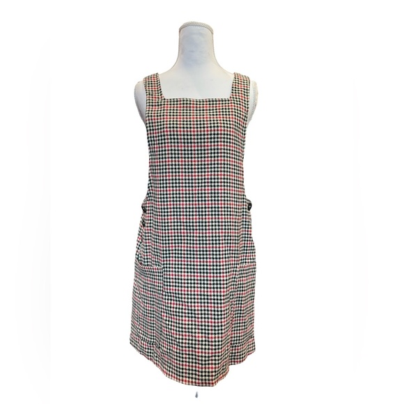 Urban Outfitters Plaid Pinafore Mini Dress Size Medium | Button Side Academia - Picture 4 of 12